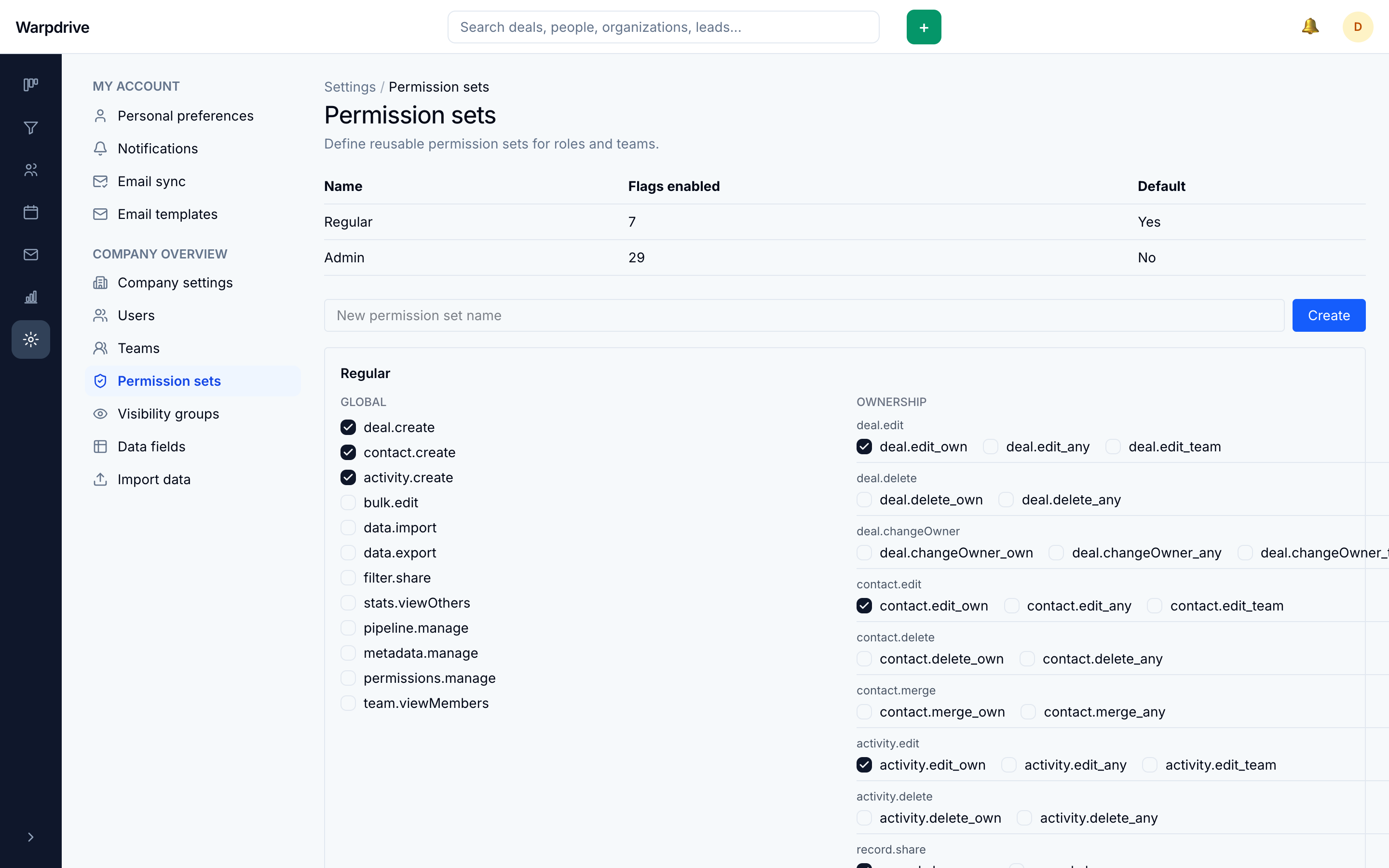 Permission sets